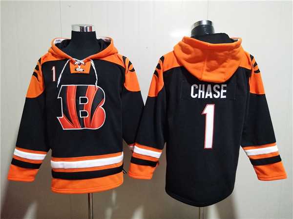 Cincinnati Bengals #1 Ja'Marr Chase Orange Black Ageless Must-Have Lace-Up Pullover Hoodie,We sell and wholesale Cincinnati Bengals #1 Ja'Marr Chase Orange Black Ageless Must-Have Lace-Up Pullover Hoodie on line form chian!